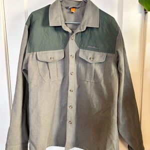 Eddie Bauer Two-Tone Olive Green Utility Shirt Jacket
